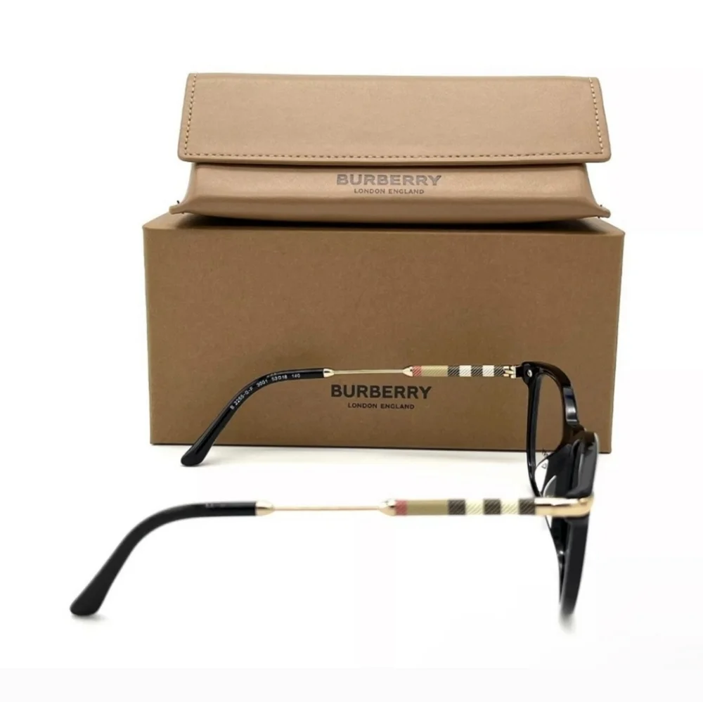 Burberry Black Gold Plaid Womens Eyewear Glasses